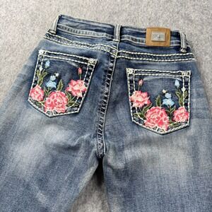 Western Blue Women's Jeans Size 5 (24x31)‎ Embroidered Feather Bootcut